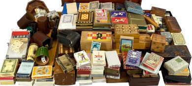 HUGE COLLECTION OF GAMES, including playing cards, poker dice, cribbage boards, chess sets,