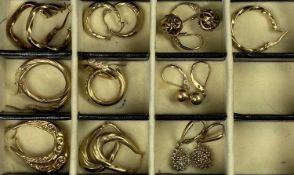 VARIOUS GOLD EARRINGS, approx. 16g gross Provenance: deceased estate Ynys Môn