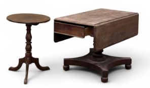 VICTORIAN MAHOGANY PEMBROKE TABLE, quartetto base, 71 (h) x 62 / 118 (l) x 105cms (d); and a similar