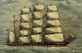 LEWIS THORNES well-executed oil on board - three-masted sailing clipper 'Principality', signed and