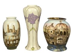 BURSLEM POTTERY TRIAL VASE, depicting an industrial kiln scene; another trial vase, Art Nouveau