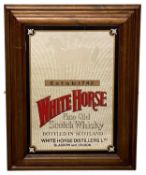 WHITE HORSE FINE OLD SCOTCH WHISKY ADVERTISING MIRROR, etched and decorated, in stained frame, 98