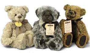 THREE CHARLIE BEARS, Nora CB104734, Anniversary Thomas CB114884, and Buddy CB614867, all with tags