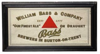 WILLIAM BASS & CO. 'OUR FINEST ALE ON DRAUGHT' ADVERTISING MIRROR, in stained frame, 81 x 140cms