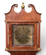 20TH CENTURY MAHOGANY LONGCASE CLOCK, E.J. Goodfellow of Wadebridge, Westminster chime, brass