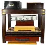 GAMES & ACCESSORIES, including glass-top chess table and composite chess set, two compendiums, two