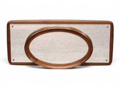 MID-CENTURY DANISH WOODEN-BACKED BEVELLED OBLONG MIRROR, 98 x 48cms; and another timber-framed
