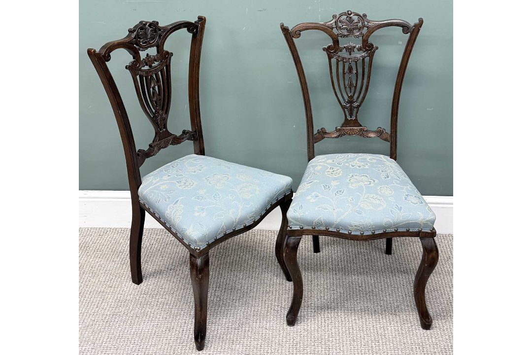 OFFERED WITH LOT 13 - VINTAGE CHAIRS, including a pair of elegant parlour chairs with upholstered - Image 3 of 5