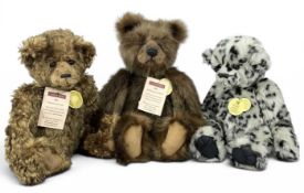 THREE CHARLIE BEARS, Anniversary Jack CB114883A, Mucky Pup CB135010, and Anniversary Daniel