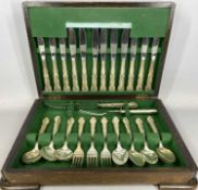 OAK-CASED CANTEEN OF SILVER-PLATED CUTLERY, 30 pieces Provenance: private collection Gwynedd