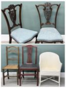 VINTAGE CHAIRS, including a pair of elegant parlour chairs with upholstered seats (5) Provenance: