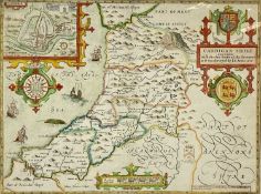 SPEED (JOHN) HAND-COLOURED ENGRAVED MAP OF CARDIGANSHIRE, Overton issue, c. 1710, with town plan