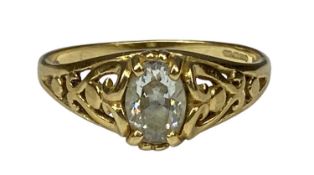 14CT GOLD RING, set with clear stone, stamped 'QVC', 3g Provenance: deceased estate Ynys Môn