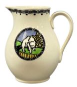 RARE WEDGWOOD QUEENSWARE JUG DESIGNED BY DAISY MAKEIG-JONES circa 1920s, having roundel transfer