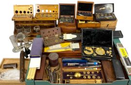 INTERESTING ASSORTMENT OF BOXED TECHNICAL DRAWING EQUIPMENT, scale weights and other collectables
