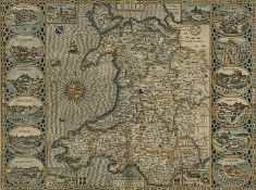 SPEED (JOHN) HAND-COLOURED MAP OF WALES, Sudbury & Humble, 1610-1616, with twelve illustrations of