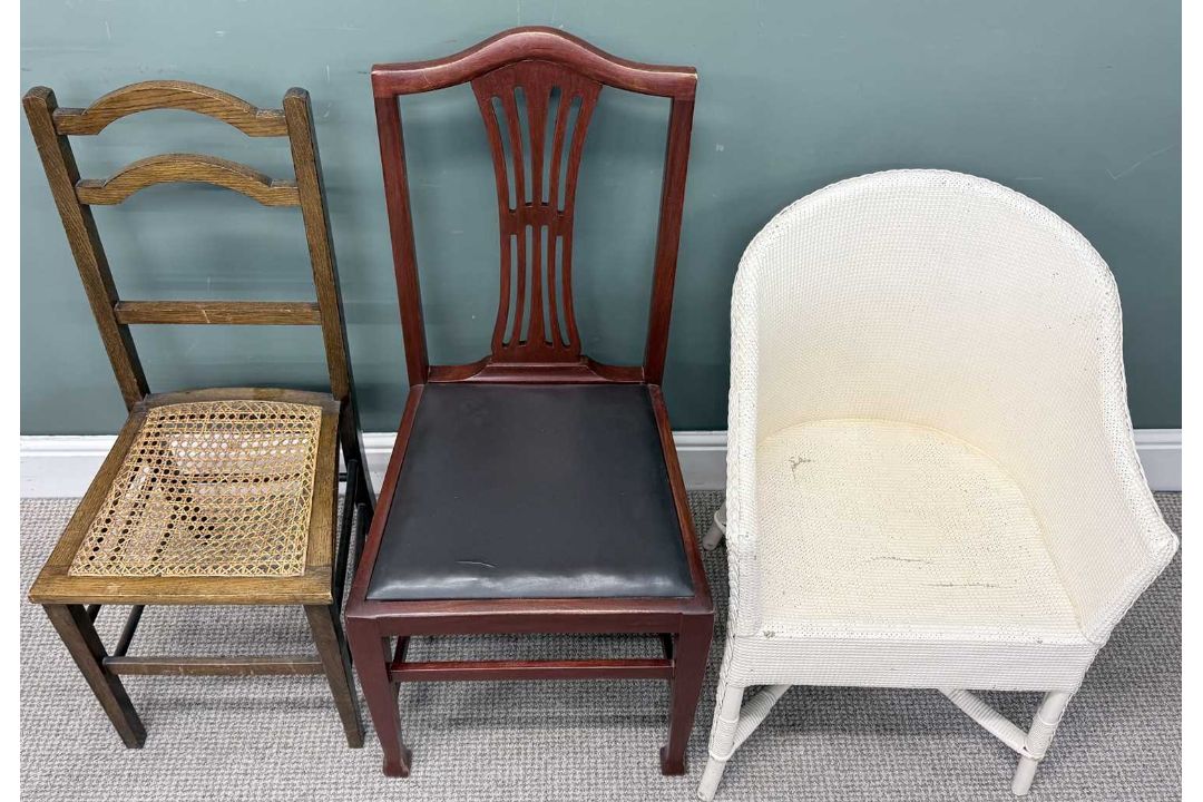 OFFERED WITH LOT 13 - VINTAGE CHAIRS, including a pair of elegant parlour chairs with upholstered - Image 5 of 5