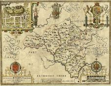 SPEED (JOHN) HAND-COLOURED ENGRAVED MAP OF RADNOR, Roger Rea issue, with town plan of Radnor, 39 x