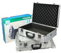 TWO MAPLIN ALUMINIUM FLIGHT CASES, with foam interiors, boxed as new Provenance: private