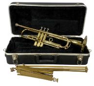 AMATI KRASLICE ATR-201 BRASS TRUMPET, No. 117199, in case, with a folding metal music stand