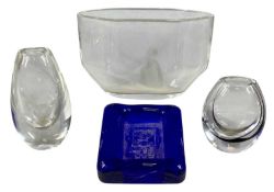 MODERNIST GLASSWARE, comprising an Orrefors 'Wish to the Moon' vase, 10.5cms (h); two Vicke