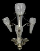 EPNS EPERGNE, with four hand blown clear glass trumpet vases, 34cms (h) Provenance: private