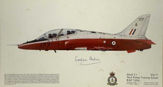‡ DUGALD CAMERON (Scottish, b. 1939) colour print - Hawk T.1 No. 4, Flying Training School, RAF