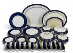 COALPORT ATHLONE BLUE TEA & DINNER SERVICE, including tureens and meat plate, approx. 45 pieces