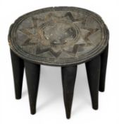 INDIAN TEN-LEGGED CARVED CIRCULAR-TOPPED SIDE TABLE, 34 (h) x 44 (w) x 42cms (d) Provenance: private