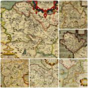 SAXTON (CHRISTOPHER) & KIP (WILHELMUS) SIX EARLY 17TH CENTURY HAND-COLOURED ENGRAVED MAPS, Brecknoc,