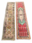 HAMADAN WOOLLEN RUNNER early 20th century, with green and fawn central medallion, 295 x 72cms; and a
