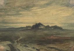 ALFRED EAST ARA RI (British, 1844-1913) watercolour - entitled 'The Shepherd Homeward Wends His