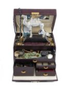 JEWELLERY BOX CONTAINING ASSORTED COSTUME JEWELLERY, including a small sapphire and diamond