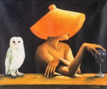 ‡ TRISHA LAMBI (Australian, b. 1962) open edition print on canvas - entitled 'The Owl Called My