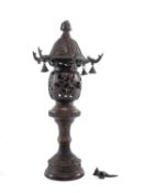 JAPANESE BRONZE TABLE LAMP of pagoda form, 47cms (h) Provenance: private collection Cheshire