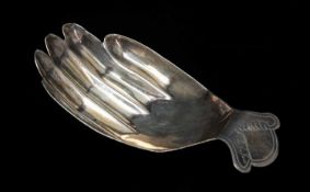 GEORGE III SILVER TEA CADDY SPOON in the form of a hand, John Thropp (fl.1808-1830), Birmingham