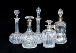 BETJEMANN'S PATENT SILVER-MOUNTED CUT GLASS DECANTER, hallmarked maker GB&S, London 1926, 21cms (h);
