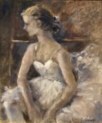EILEEN TIERNEY two works, oil on board - portrait of a ballerina, signed lower right, 29 x 24cms;