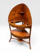 REGENCY MAHOGANY CORNER WASHSTAND with false splashback, fitted with a small drawer, 123 (h) x 81cms