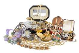 SILVER FOUR-DIVISION TOAST RACK, Birmingham 1937; and a quantity of assorted costume jewellery,