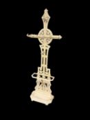 VICTORIAN CAST IRON HALL STAND in the manner of Coalbrookdale, complete with drip tray, 181 (h) x 52