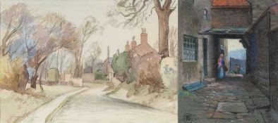 ‡ ALFRED BURGESS-SHARROCKS (British, 1919-1985) watercolour - street scene, signed lower left, 17