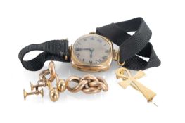 LADIES' VINTAGE 9CT GOLD-CASED PRESENTATION WRISTWATCH, circa 1939, on a black cord strap, gross