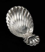 GEORGE III SILVER CADDY SPOON with shell-form handle and bowl, possibly John Shea, London 1814, 6cms