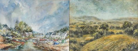 ‡ KARL ROBINSON BRAY oil on canvas - entitled verso 'Landscape', monogrammed 'KRB' lower right, 22.5