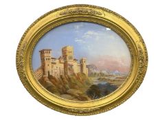 LATE 19TH CENTURY CONTINENTAL SCHOOL pair of reverse paintings on glass - villa in extensive river