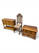 REPRODUCTION OAK HALL CABINET in the 18th century style, 75 (h) x 100 (w) x 35cms (d); an oak