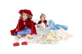 ARMAND MARSEILLE BISQUE HEADED DOLL, sleeping blue eyes and open mouth showing four teeth, impressed