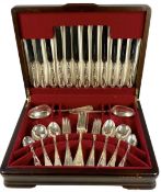 WALKER & HALL CANTEEN OF ELIZABETH II SILVER CUTLERY in 'La Regence' pattern, 44 pieces, Sheffield