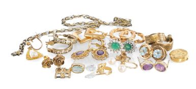 ASSORTED GOLD / YELLOW METAL EARRINGS, some mounted with stones, 26g gross Provenance: deceased
